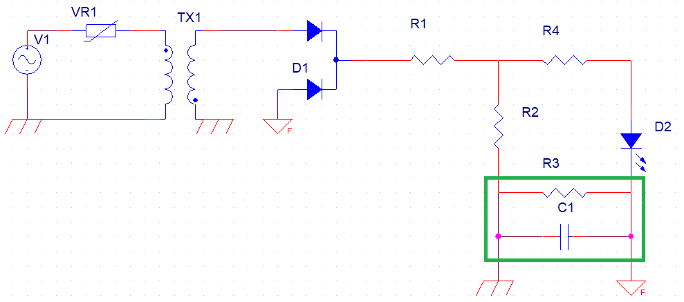 綠色框中的電路可用于檢查接地不連續(xù)的系統(tǒng)中的電阻和電容耦合